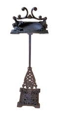 Heavy Cast Iron Art Deco Ashtray Stand w/handle rustic brown Ashtrays Carvers Olde Iron 