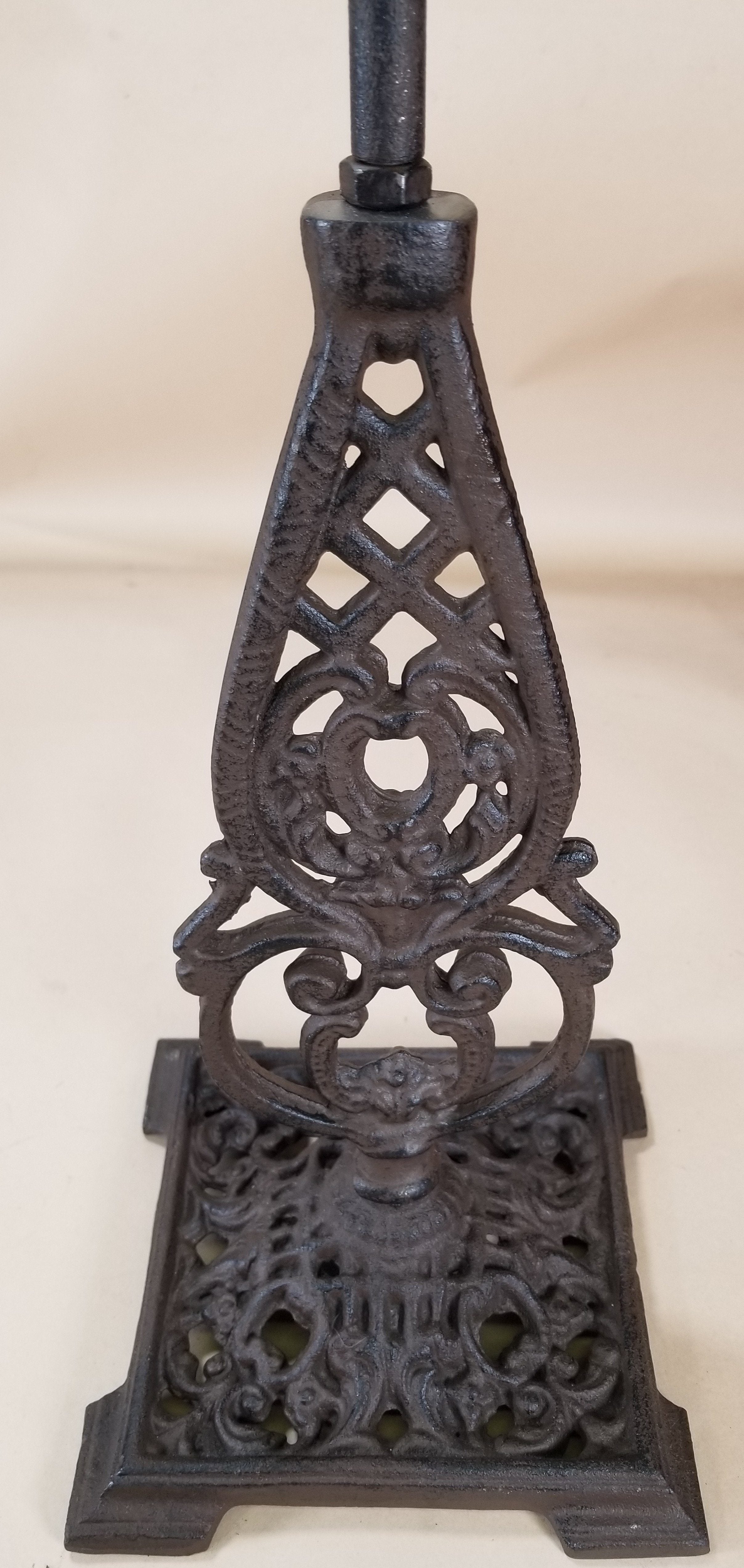 Heavy Cast Iron Art Deco Ashtray Stand w/handle rustic brown Ashtrays Carvers Olde Iron 