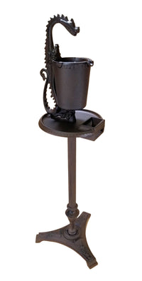 Black All Metal Outdoor Standing Ashtray 36" tall