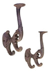 2 Cast Iron Double Hooks wall mount vintage style Wall Hooks & Hangers Carvers Olde Iron 