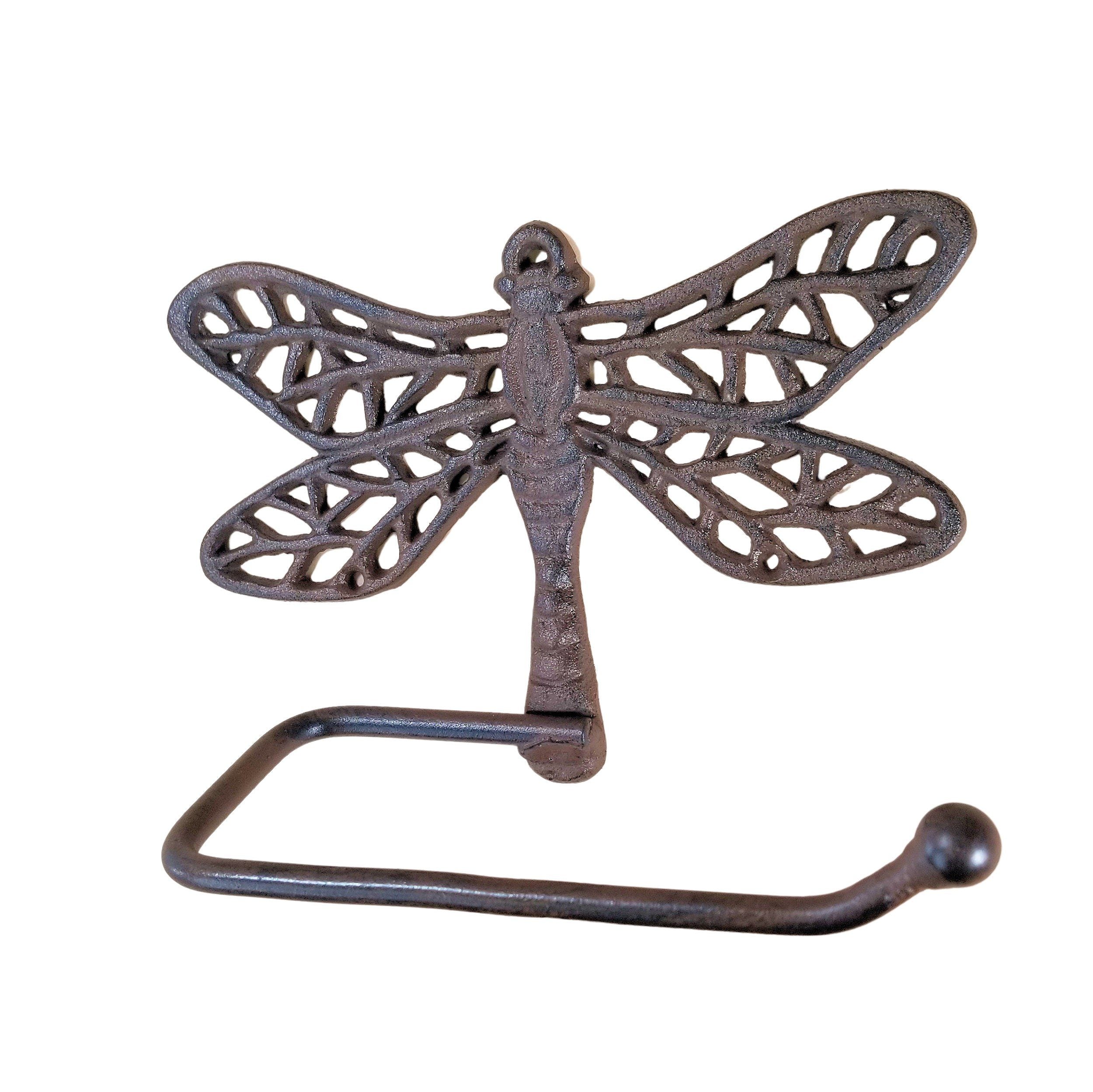 Cast Iron Dragonfly Toilet Paper Holder Brown w/ Hardware bathroom accessory Carvers Olde Iron 