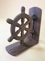 Heavy Nautical Ships Wheel Bookends Cast Iron Vintage Look Book Ends Carvers Olde Iron 
