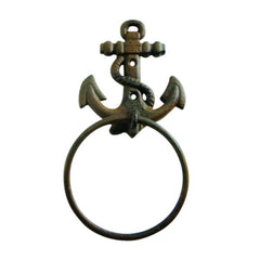 Anchor Towel Ring 4" Cast Iron Nautical Decor bath accessories Carvers Olde Iron 