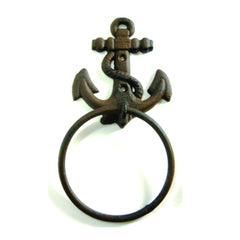 Anchor Towel Ring 4" Cast Iron Nautical Decor bath accessories Carvers Olde Iron 
