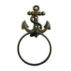 Cast Iron Anchor Towel Ring 4" Rustic Brown Wall Mount Nautical Decor bathroom accessory Carvers Olde Iron 