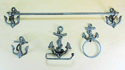 Anchor Nautical Bath Accessory Set in Cast Iron bath accessories Carvers Olde Iron 