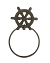 Ships Wheel Helm Cast Iron Towel Ring 6" Rustic Brown Finish bathroom accessory Carvers Olde Iron 