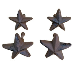4 pc Cast Iron Star Knobs w/ screws cabinet pulls drawer handles rustic brown knobs Carvers Olde Iron 
