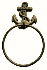 6" Cast Iron Anchor Towel Ring Nautical Bath and kitchen decor towel ring Carvers Olde Iron 