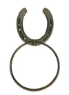 6" Cast Iron Horseshoe Bath Towel Ring with hardware natural finish towel ring Carvers Olde Iron 