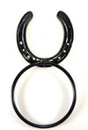 Black Cast Iron Western Single Horseshoe Towel Ring Kitchen Bathroom Ranch Wall Hooks & Hangers Carvers Olde Iron 